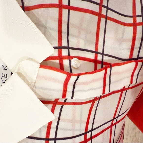 Dice Kayek Plaid Puff-Sleeve Collared Shirt- Red and White size S paid $1000 - Picture 10 of 12